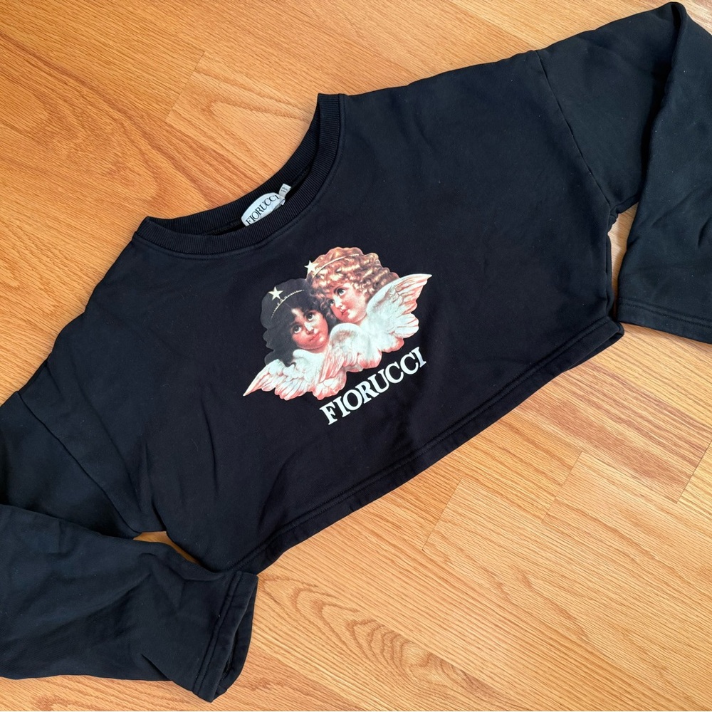 Fiorucci Angels Super Cropped Black Sweatshirt